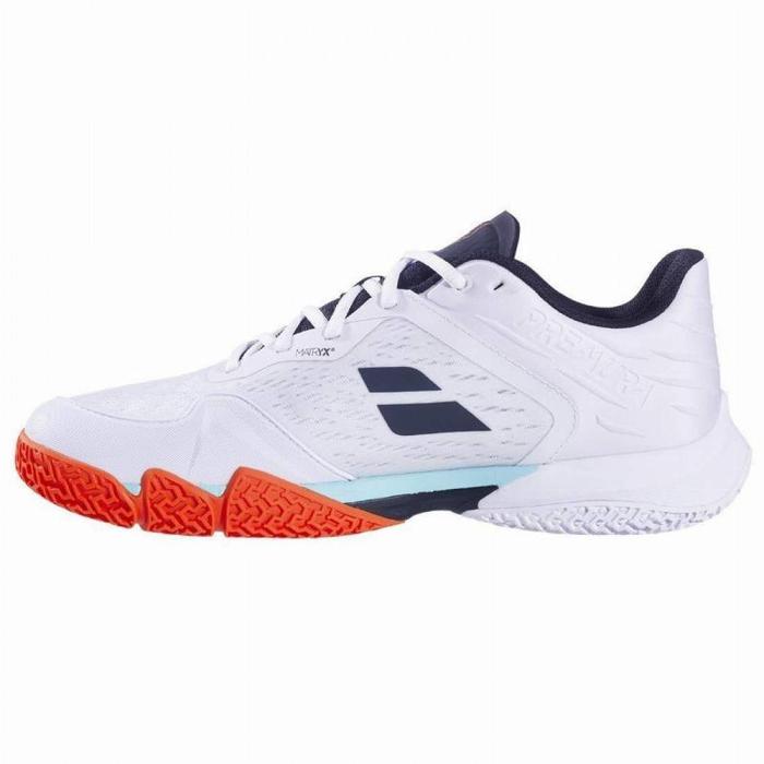 BABOLAT JET PREMURA 3 WHITE ORANGE BY. JUAN LEBRON SHOES