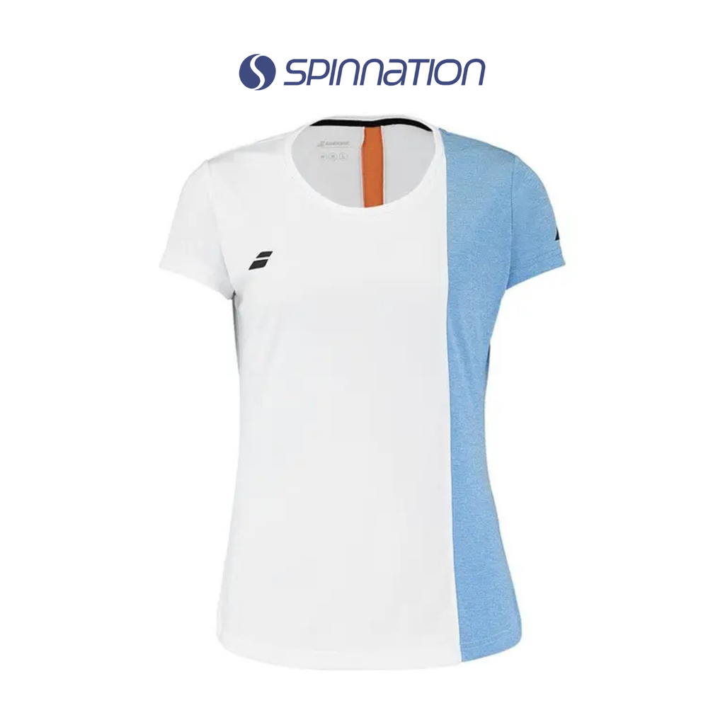 BABOLAT TOP PLAY SLEEVE WHITE BLUE WOMAN