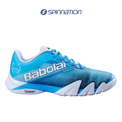 PADEL SHOES BABOLAT JET PREMURA 2 BLUE CYAN WHITE MEN SHOES BY. JUAN LEBRON