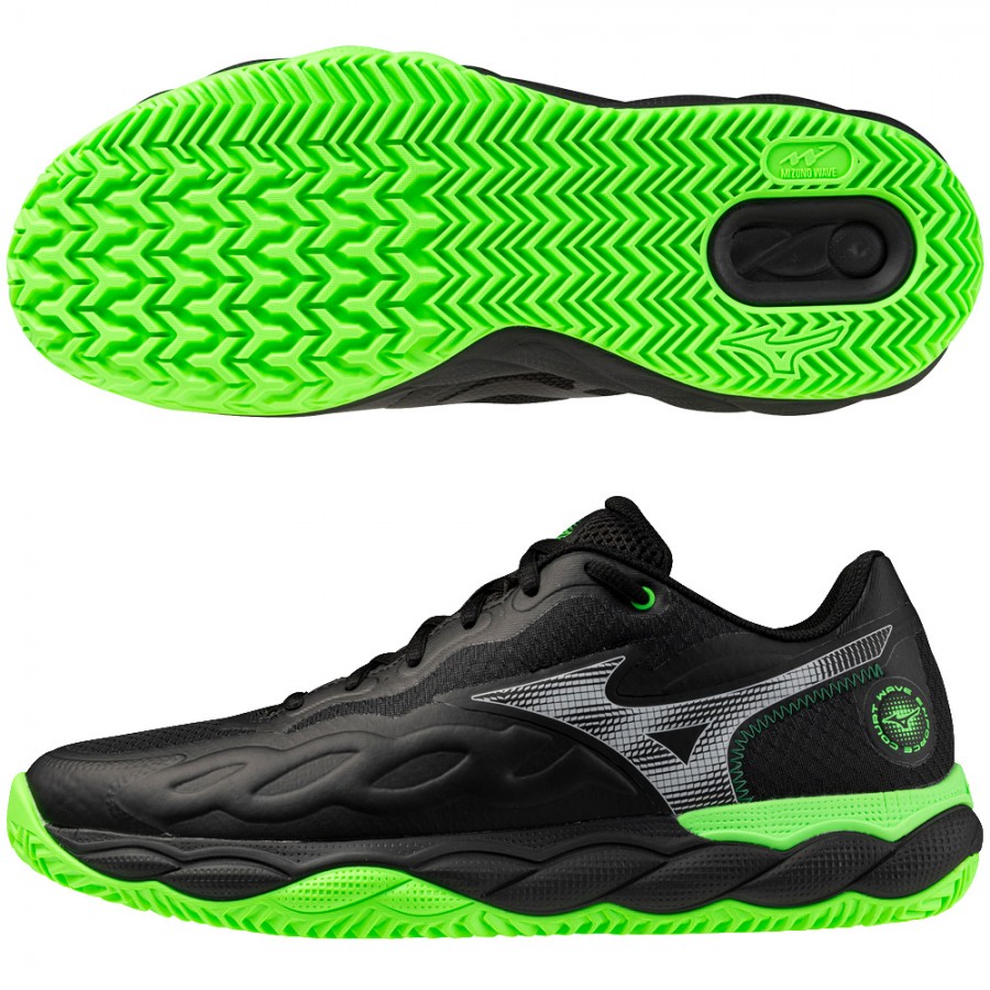 Mizuno Wave Enforce Court Black Folliage Green Glowing Apple Shoes