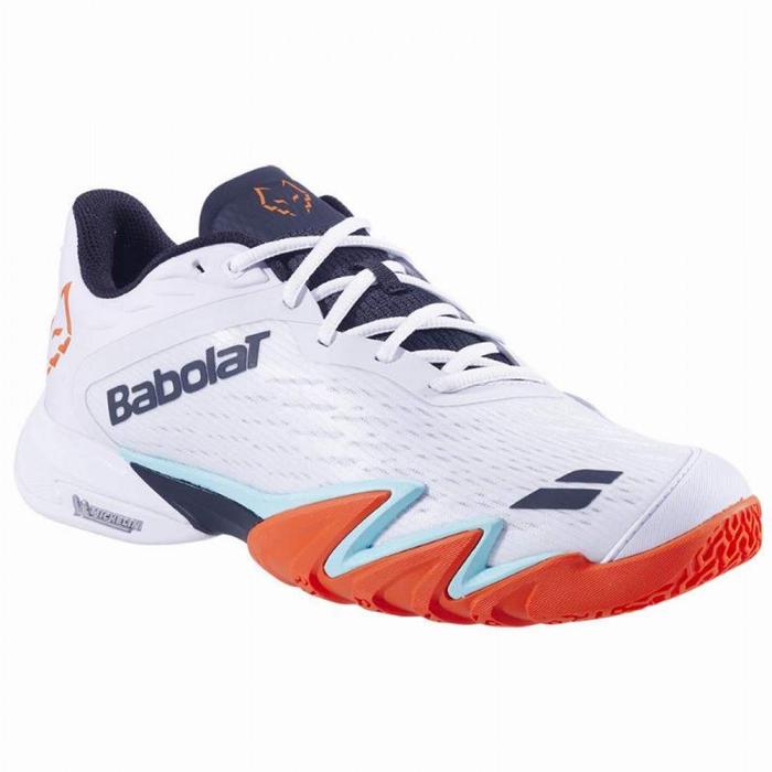 BABOLAT JET PREMURA 3 WHITE ORANGE BY. JUAN LEBRON SHOES