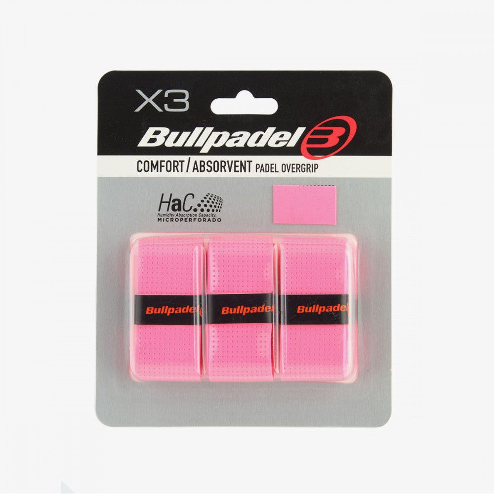 BULLPADEL BLISTER OVERGRIPS COMFORT PERFORATED PINK